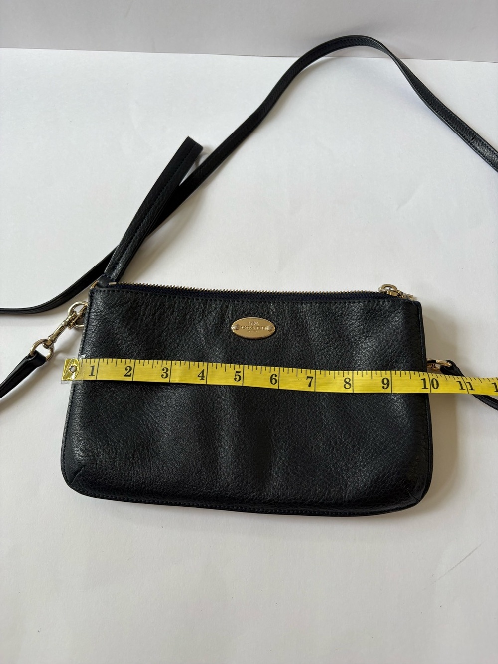 Coach Lyla Pebbled Leather Crossbody Purse Bag Dark Navy Blue Academia Career - Picture 12 of 13